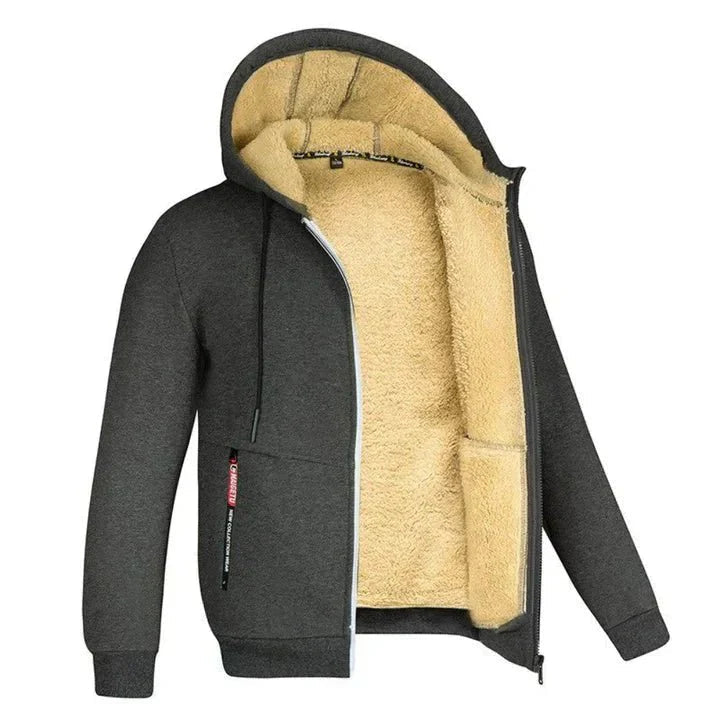 Sudadera de poliéster con capucha, felpa, cremallera, estilo unisex, para otoño.