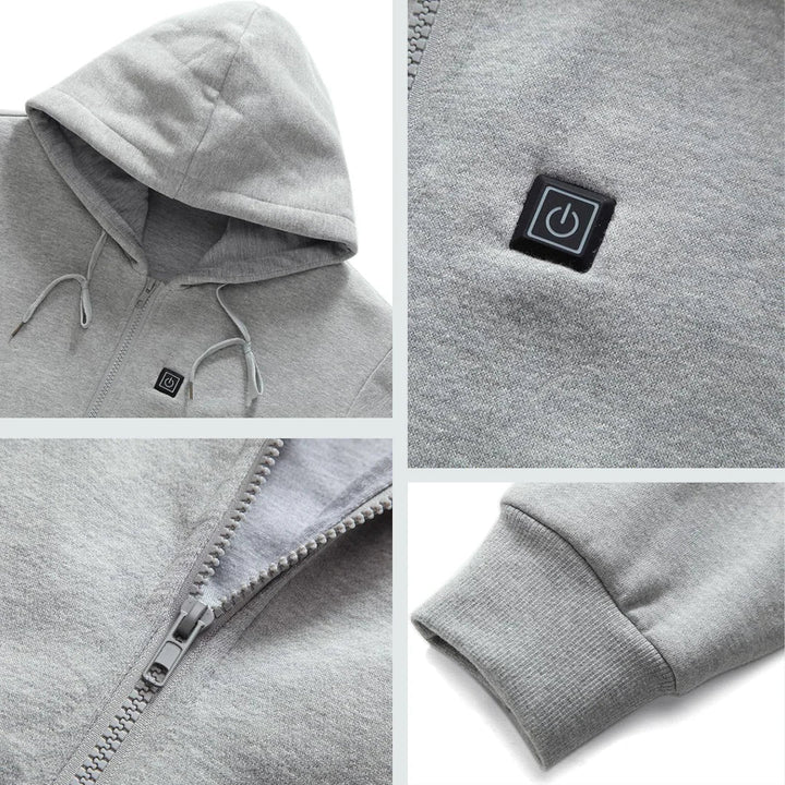 Sudadera con capucha calefactable para mujer, versátil para el día a día en invierno.