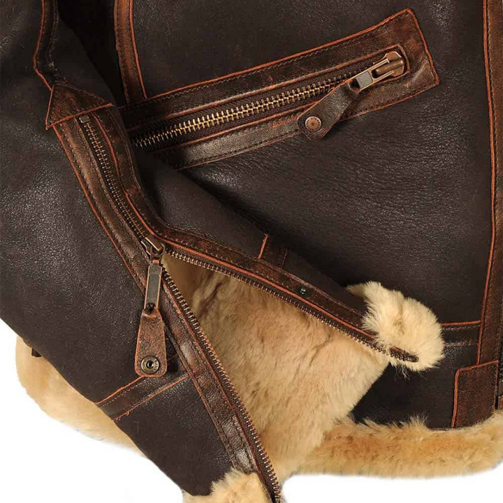 Diseño premium: chaqueta bomber masculina con cuello de borreguillo. Moda y confort para el invierno.