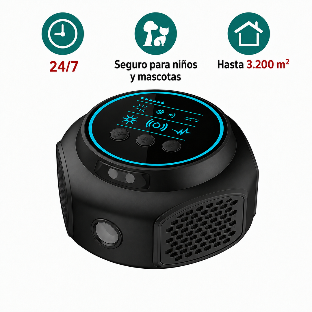 Diga adiós a las arañas con este ahuyentador ultrasónico. Solución eficaz y ecológica para plagas en el hogar.
