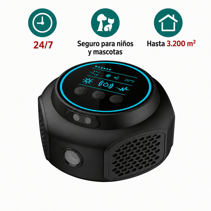 Diga adiós a las arañas con este ahuyentador ultrasónico. Solución eficaz y ecológica para plagas en el hogar.