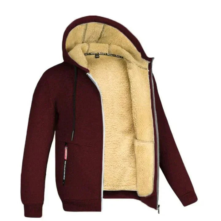 Chaqueta de felpa cómoda, unisex, con capucha y cremallera, abrigo versátil.