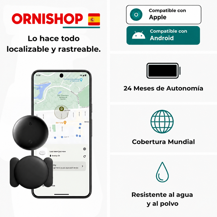 Rastreador GPS compacto para niños, fácil de llevar en el bolsillo o mochila. Protección sin cuotas.