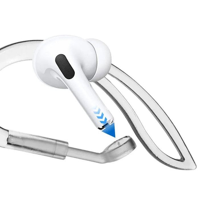Ganchos de sujeción transparentes y ajustables para tus auriculares, perfectos para el gym y correr.