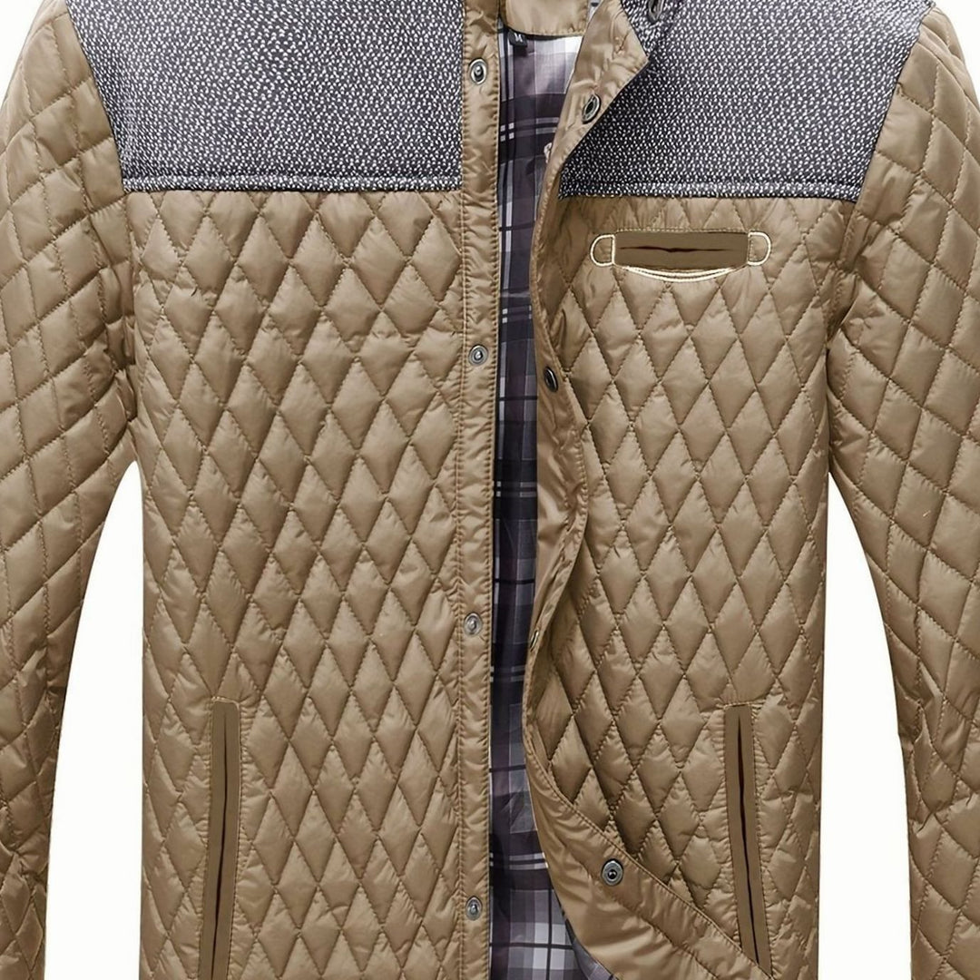 Ropa exterior: chaqueta acolchada hombre con cuello mao, ligera y cómoda.
