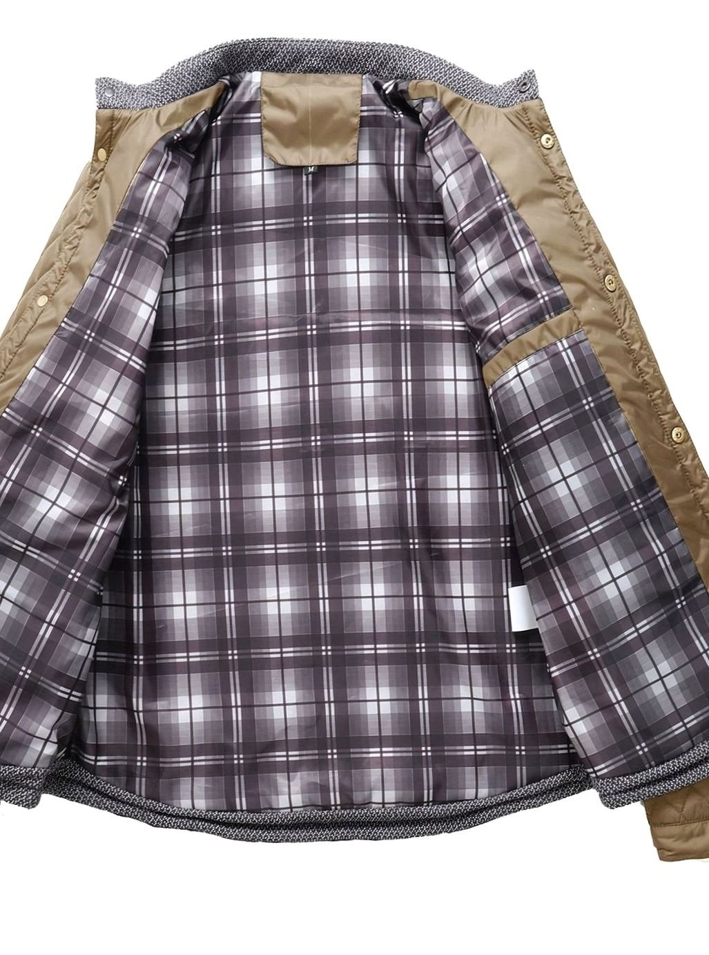 Chaqueta acolchada cuello mao hombre, ideal invierno/entretiempo, estilo casual y elegante.