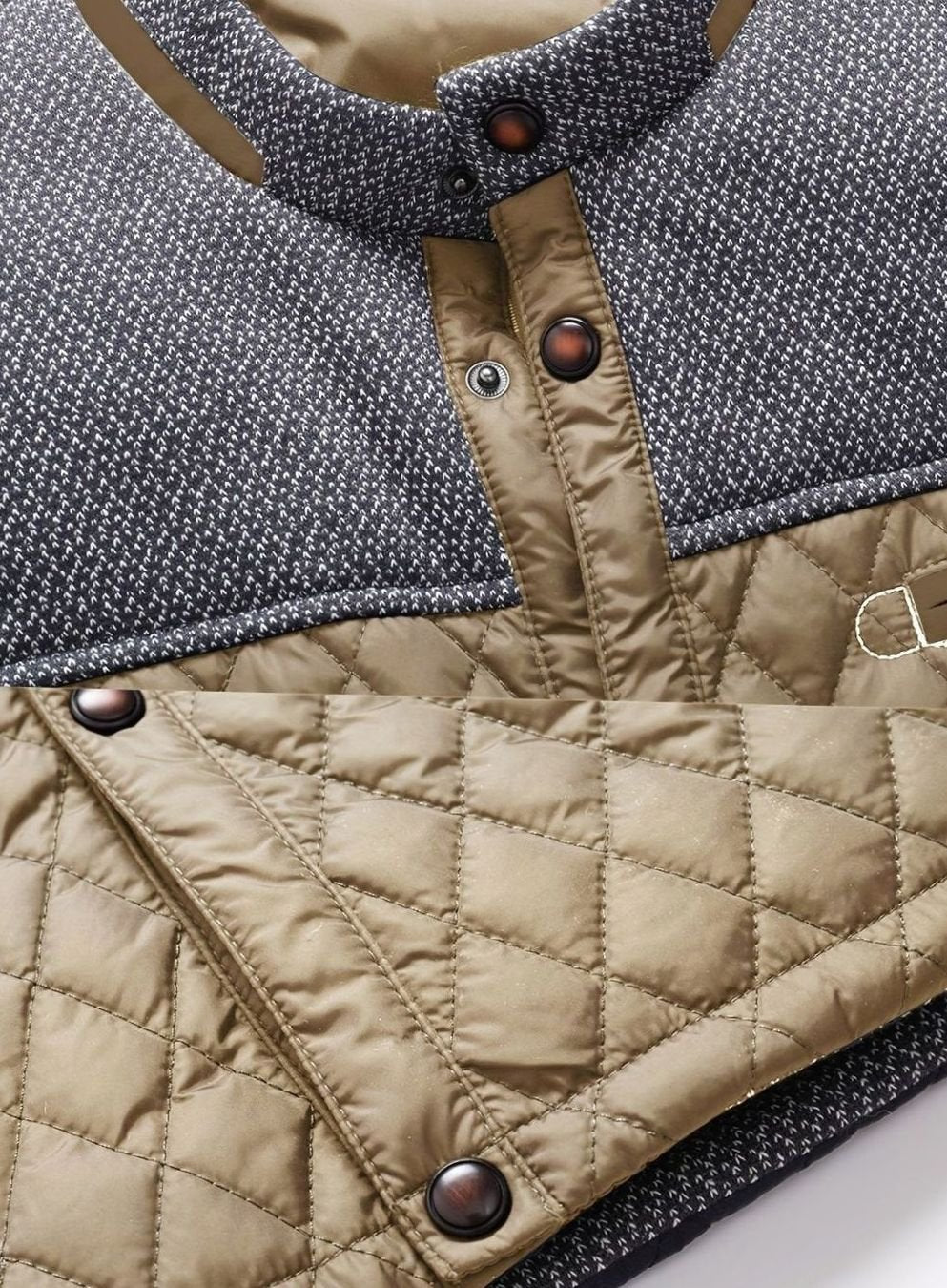 Chaqueta hombre acolchada cuello mao, versátil para uso diario, casual y moderna.