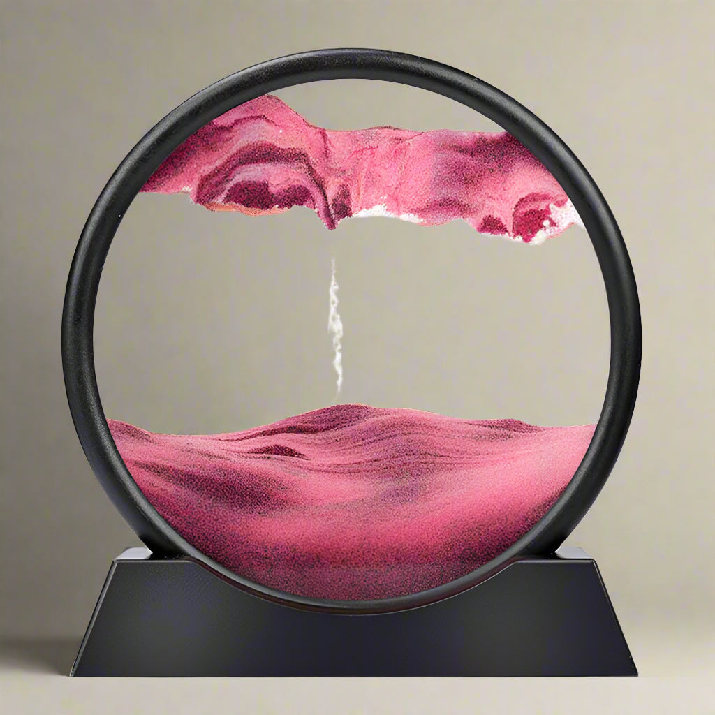 Reloj de arena circular 3D con arena mágica, pieza de arte relajante para decoración de hogar y oficina.