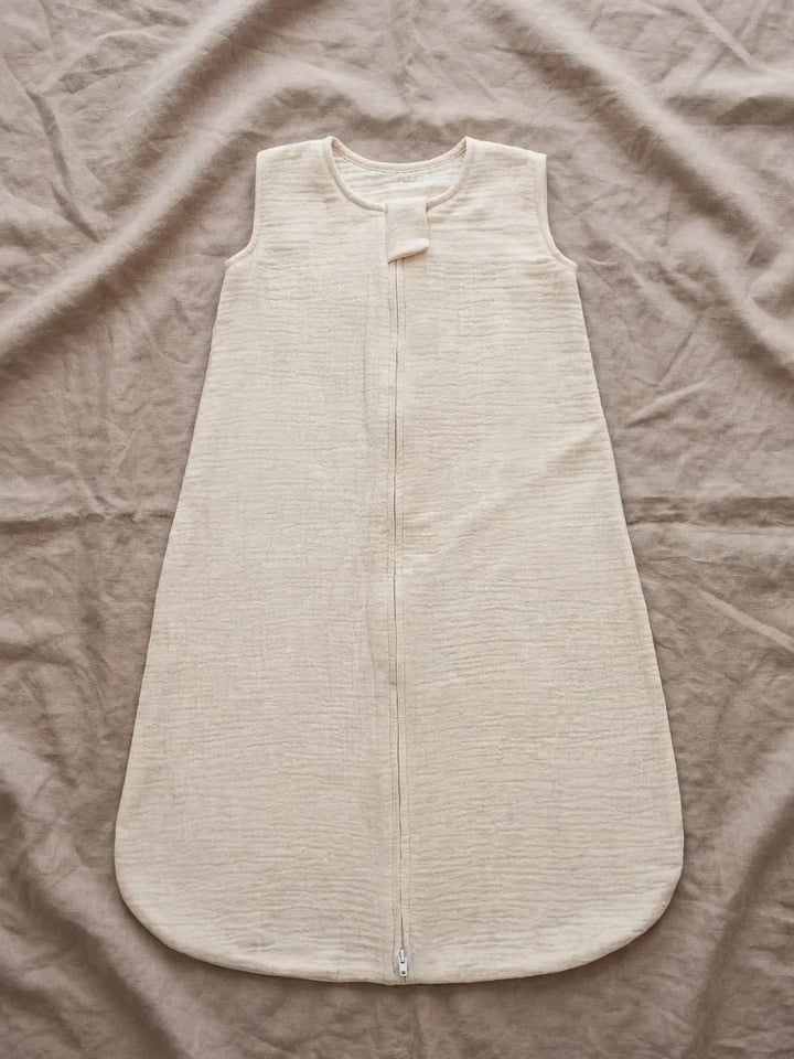 Saco de dormir 100% algodón gasa para bebé, suave, ligero y seguro para piel sensible.