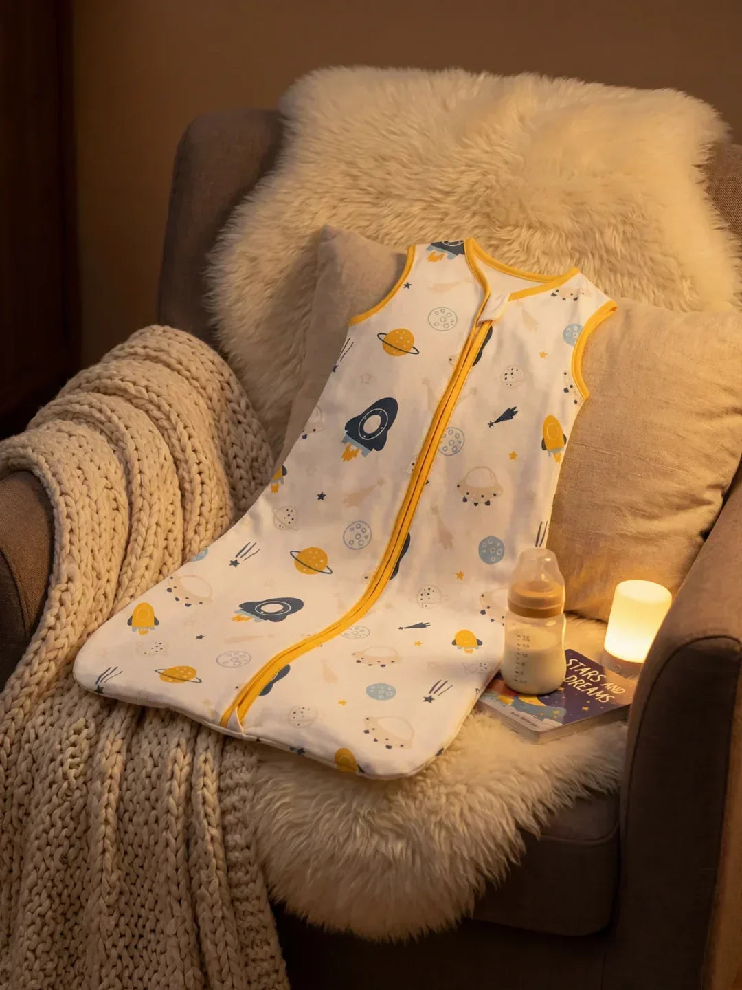 Ropa de dormir segura para bebé: saco de algodón ligero con cremallera bidireccional y confort.