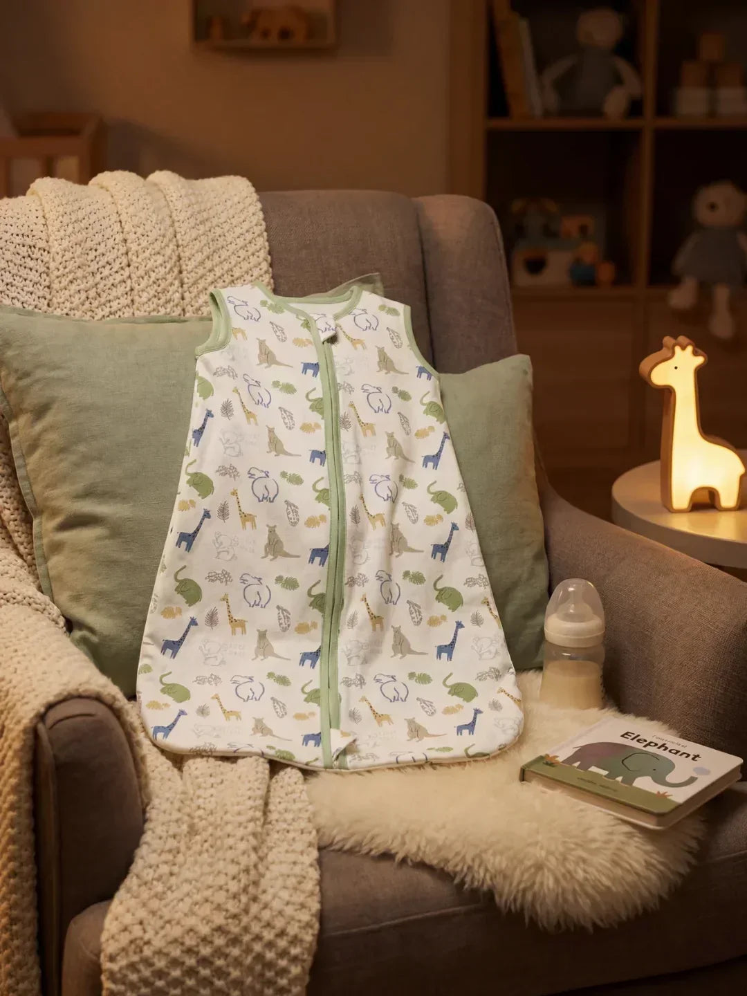 Saco de dormir de algodón estampado para bebé, transpirable, confort y seguridad garantizados.