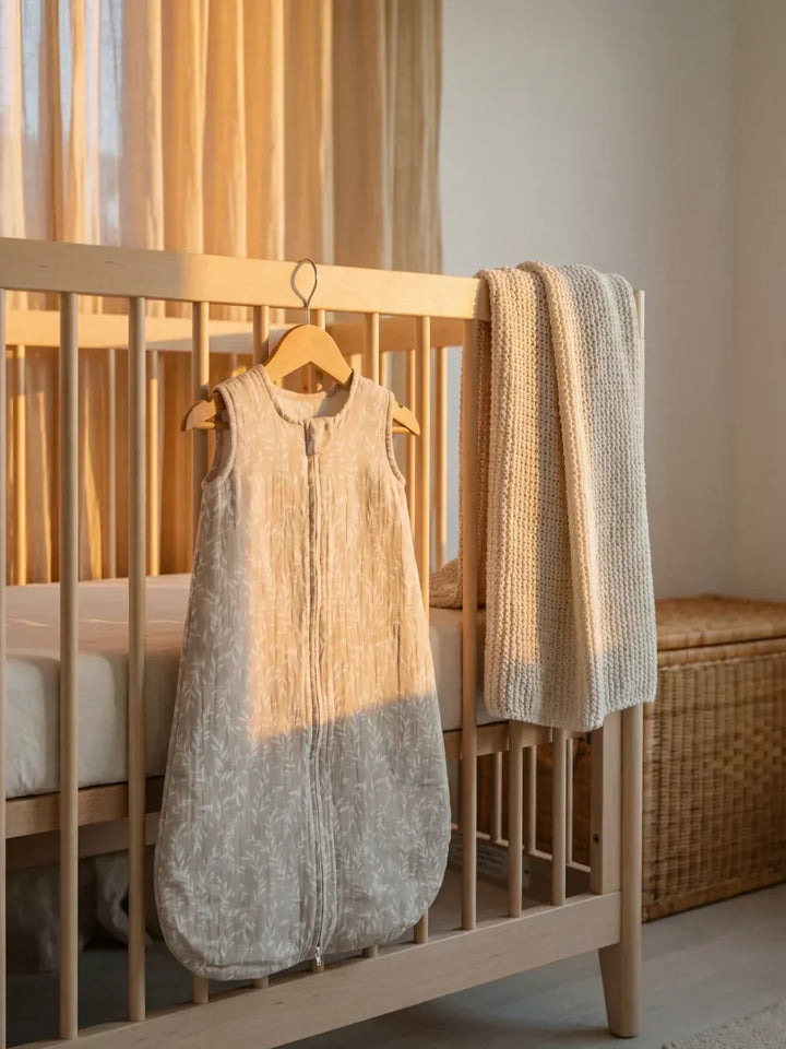 Saco de dormir transpirable de bambú y algodón para verano, garantiza el confort del bebé.