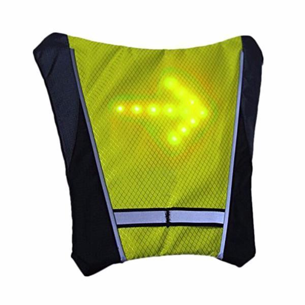 Chaleco LED con carga USB para seguridad en bicicleta, señal de giro direccional y de frenado.