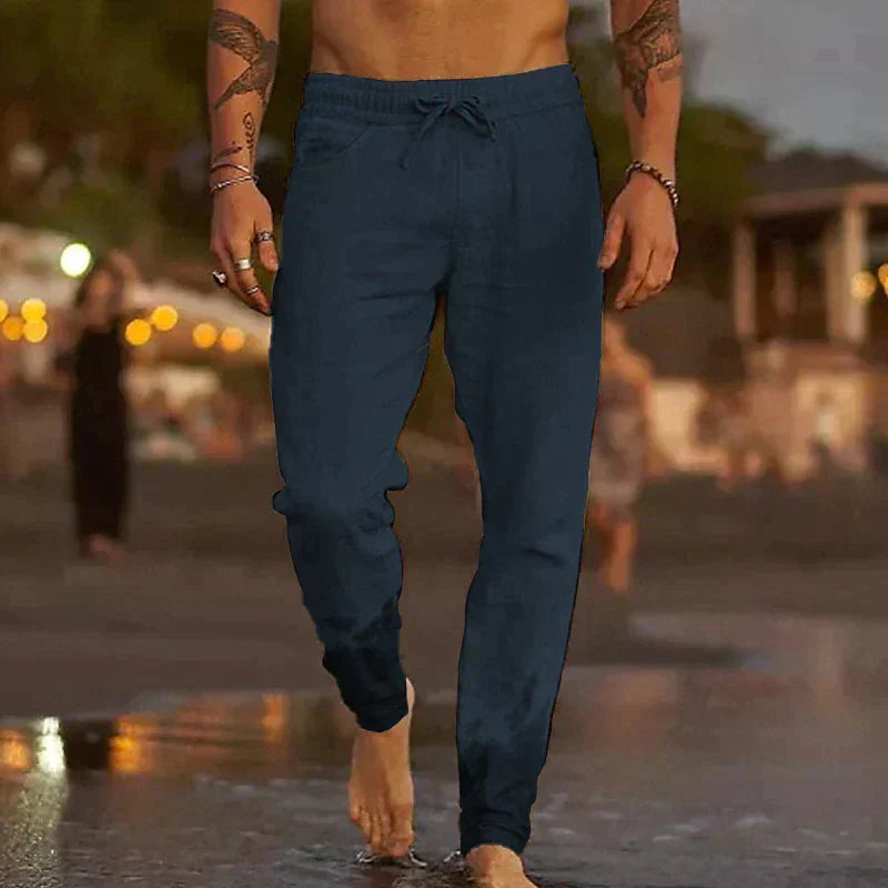Pantalón LinoVibe de hombre, lino fresco para máxima comodidad. Estilo atemporal, versátil para ocasiones casuales o elegantes.