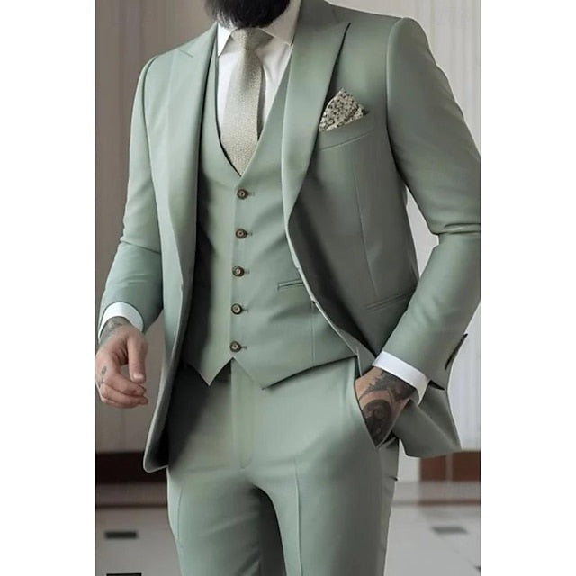 Elegante traje de hombre slim fit de 3 piezas, perfecto para bodas, ceremonias y fiestas.