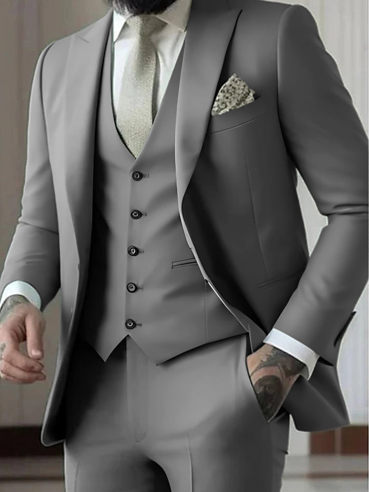 Traje de sastrería para hombre, 3 piezas slim fit, perfecto para una boda o fiesta elegante.