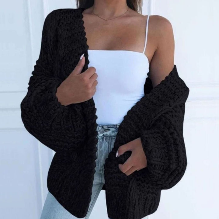 Cárdigan oversize de punto grueso para mujer, ideal para otoño e invierno.