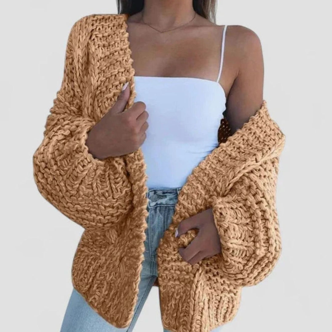 Abrigo de punto grueso para mujer, cárdigan oversize perfecto para el frío de invierno.