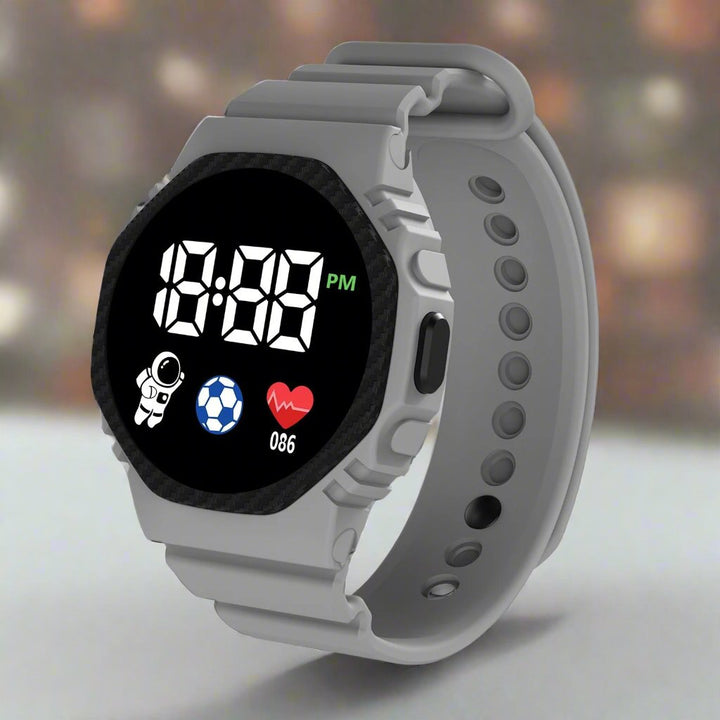Reloj para niños con correa de goma suave, pantalla LED digital, cómodo y resistente al agua.