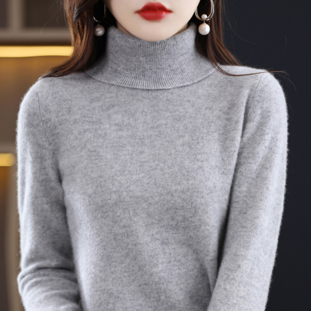 Moda invierno: suéter Elena de cuello alto, un jersey clásico y cálido para mujer, perfecto para días fríos.