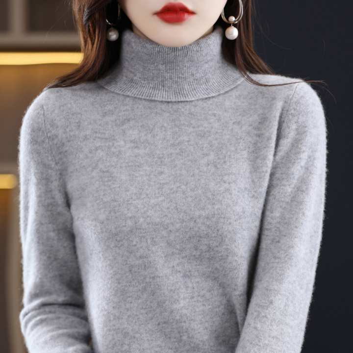 Moda invierno: suéter Elena de cuello alto, un jersey clásico y cálido para mujer, perfecto para días fríos.
