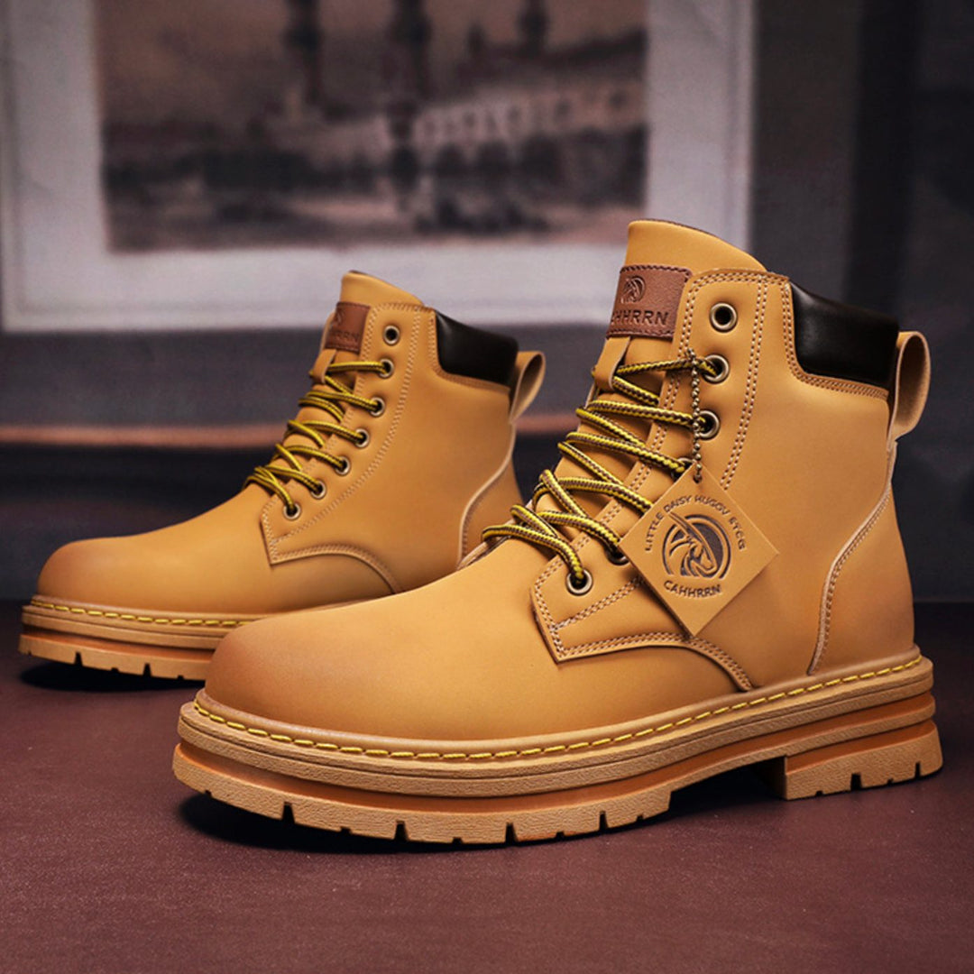 Botas de trabajo robustas con cordones para hombre, tobilleras, ideales para exterior, ofrecen durabilidad y confort diario.