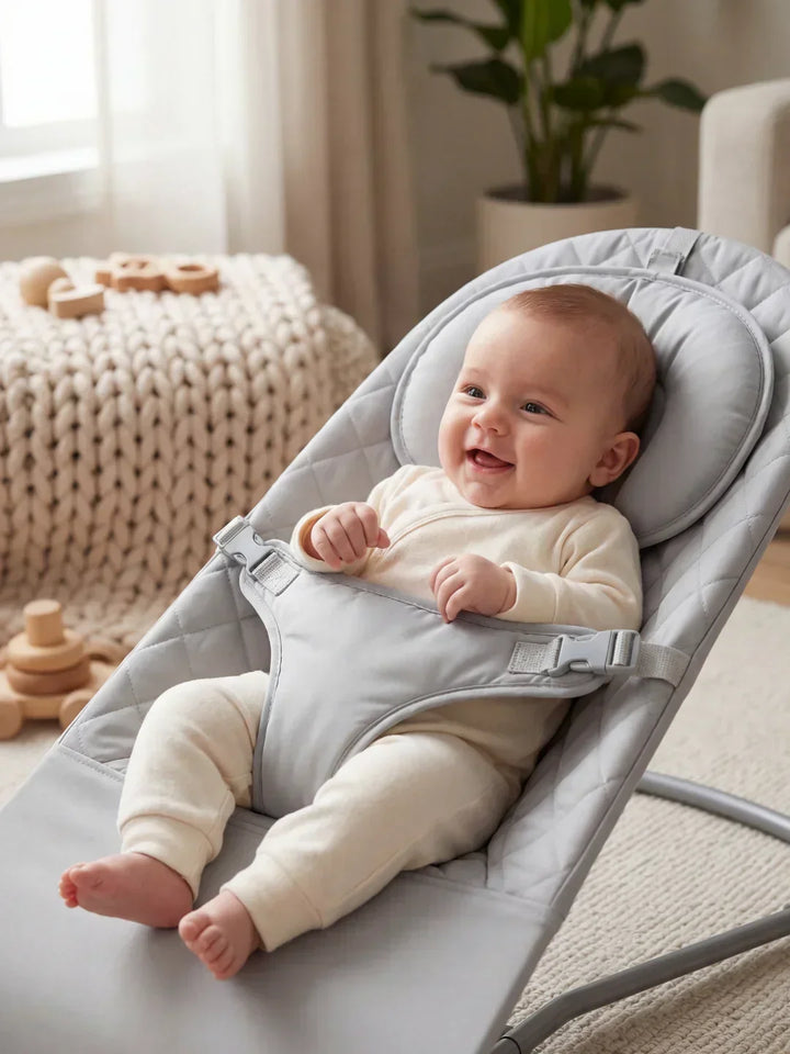 Mecedora bebé portátil y plegable, asiento ergonómico para recién nacidos, fácil de guardar.