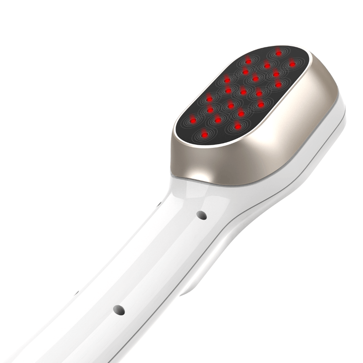 Dispositivo láser frío dual portátil 650nm/808nm para terapia luz roja, dolor muscular y recuperación.