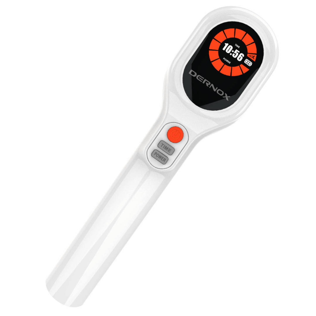 Láser frío dual 650nm y 808nm sin cables. Esencial para bienestar, recuperación muscular y salud.