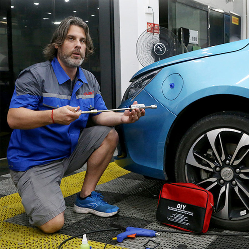 Herramienta quita abolladuras para coche, kit reparador de chapa, ideal para mantenimiento y bricolaje.