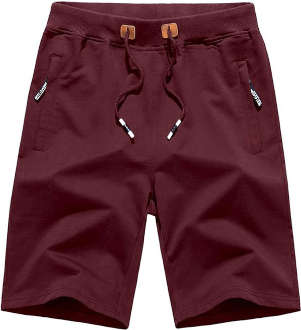 Shorts de ocio para hombre, algodón suave con bolsillos con cremallera para mayor seguridad y confort.