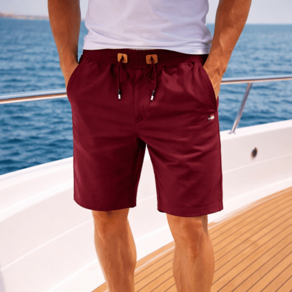 Pantalones cortos de algodón para hombre, diseño casual con bolsillos seguros de cremallera y ajuste.