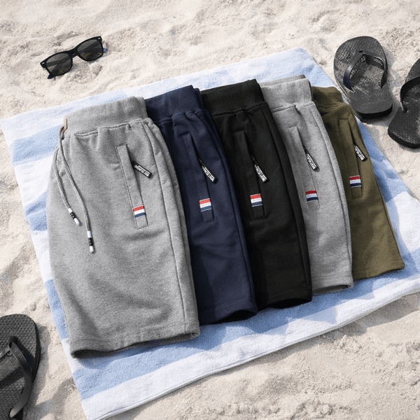 Shorts de hombre para ocio, algodón transpirable y bolsillos con cremallera, confort veraniego.
