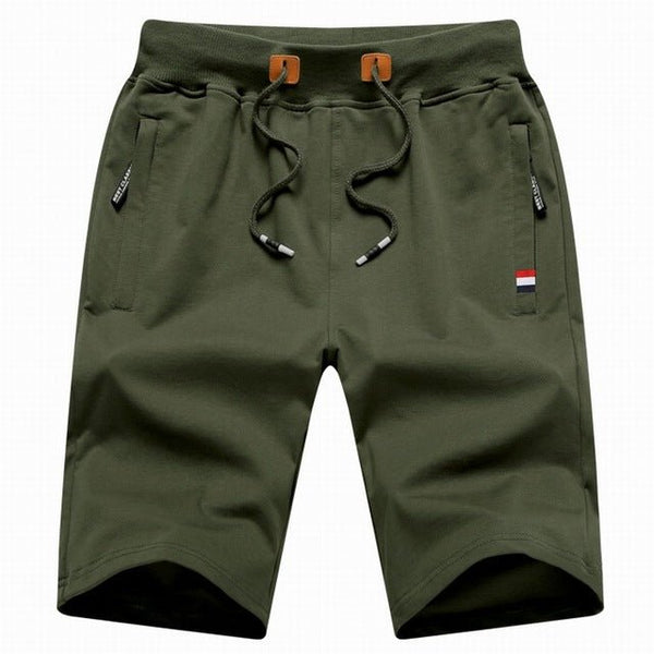 Pantalones cortos casuales de algodón para hombre, con prácticos bolsillos de cremallera y comodidad.
