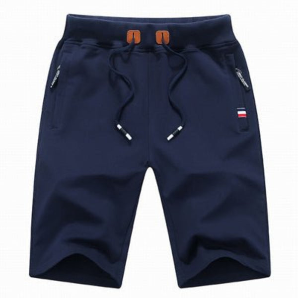 Pantalones cortos de algodón para hombre, con bolsillos con cremallera, ideales para verano casual.