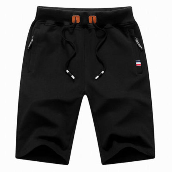 Shorts de hombre cómodos de algodón con bolsillos con cremallera, perfectos para ocio y viaje.