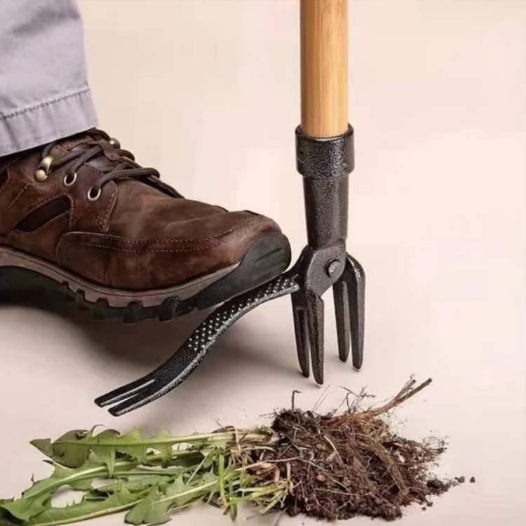 Removedor de malezas de jardín con punta de acero duradera, herramienta esencial para desmalezar y control de malezas.