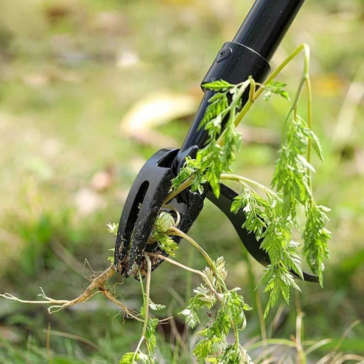 Herramienta de jardín removedora de malezas con mango ergonómico para desmalezar cómodamente el jardín.