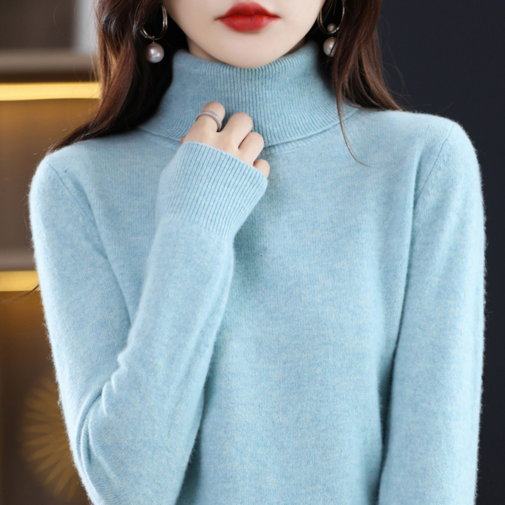 Suéter clásico de cuello alto Elena para mujer, diseño elegante y atemporal, perfecto para moda invierno.