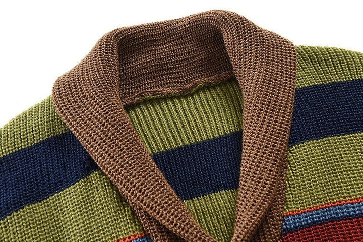 Suéter de punto casual para hombre, diseño patchwork multicolor único y muy cómodo.