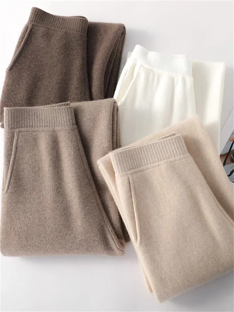 Pantalones de mujer elegantes de cintura alta, suaves y versátiles para un look casual o formal.