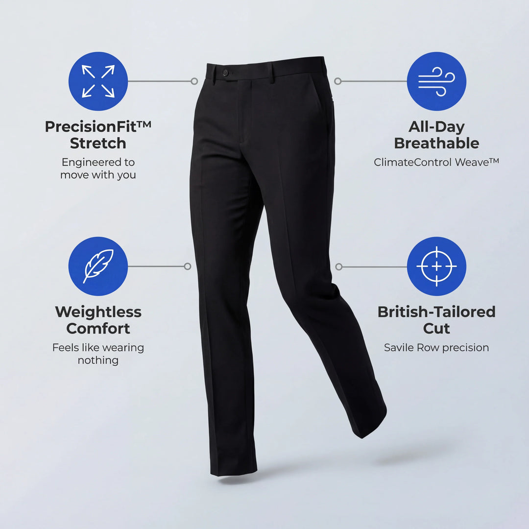 Pantalones de vestir para hombre, diseño elegante, tela elástica que evita arrugas, color oscuro.