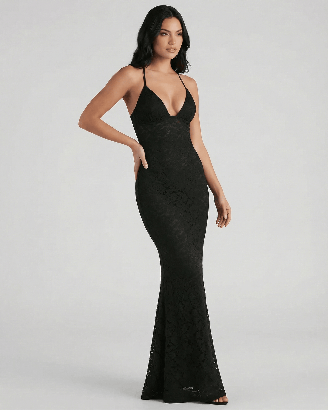 Vestido de fiesta y noche para mujer, diseño maxi elegante con silueta trompeta que realza la figura.