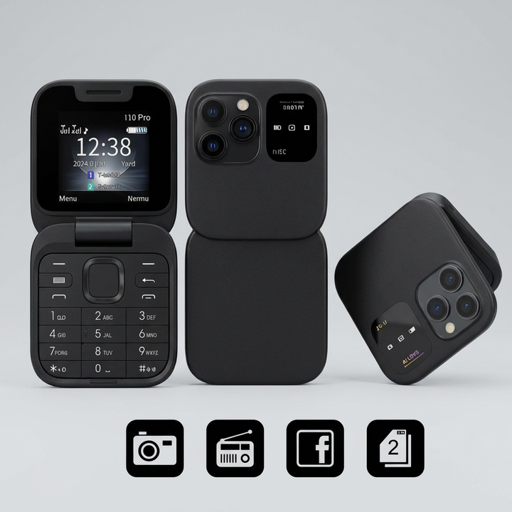 Móvil plegable Dual SIM, cámara HD, radio FM y linterna LED.