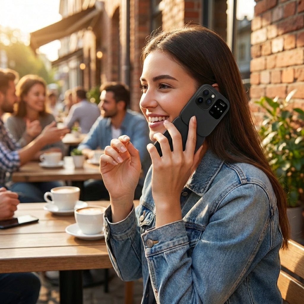 Teléfono plegable compacto con doble SIM, ideal para comunicación básica y portátil.