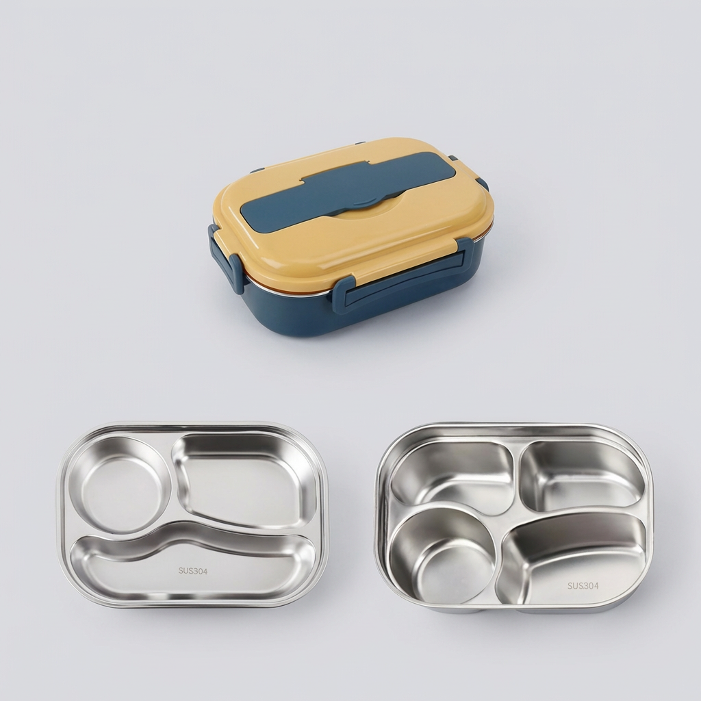Caja térmica portátil de acero inoxidable. Mantiene tu almuerzo fresco para oficina, viajes o exterior.