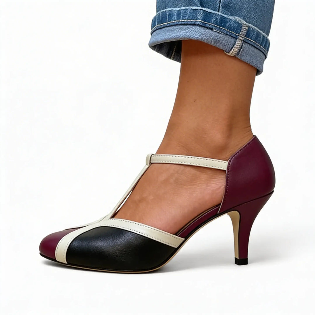 Tacones de primavera cómodos y elegantes para mujer. Calzado de piel versátil.
