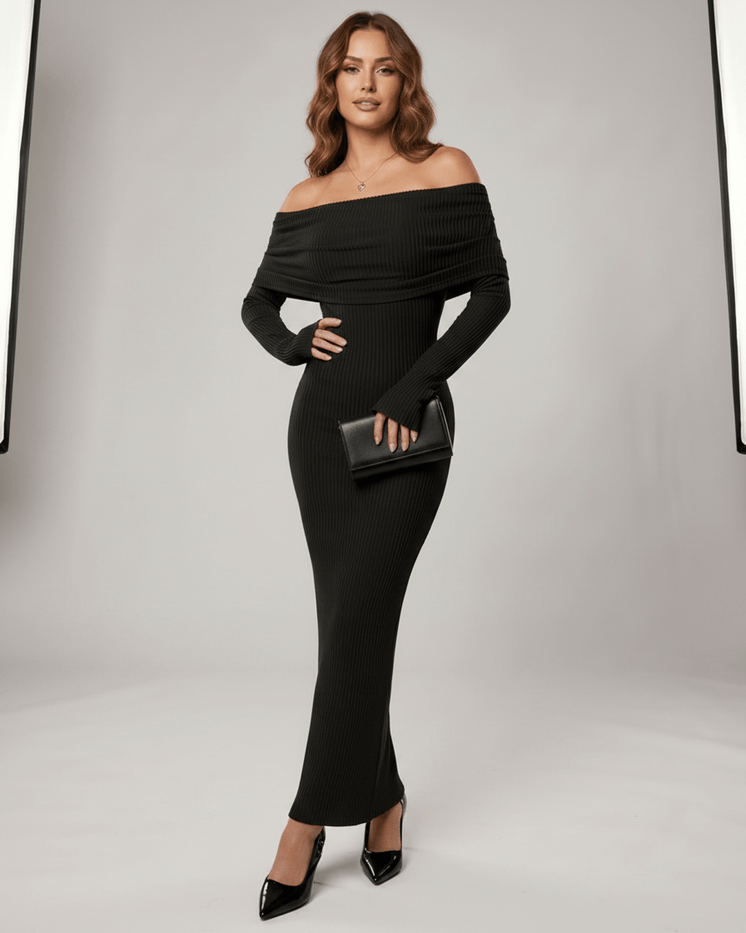 Moda noche: Vestido elegante mujer, maxi, escote y silueta ajustada. Vibrante.