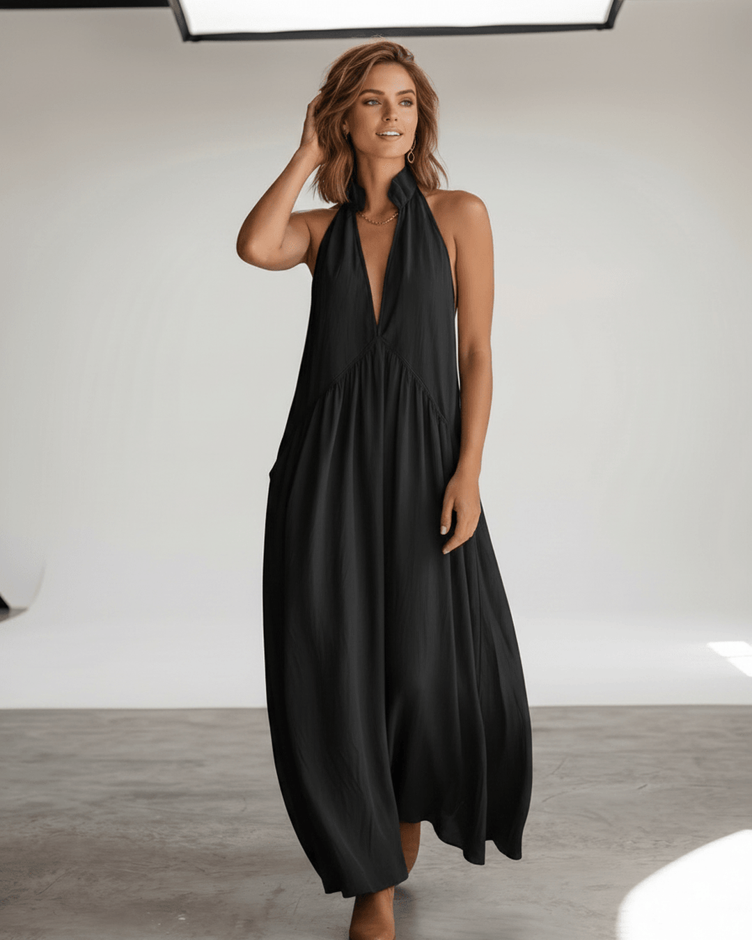 Imprescindible vestido de vacaciones, maxi halter, sin mangas, comodidad y estilo sin igual.