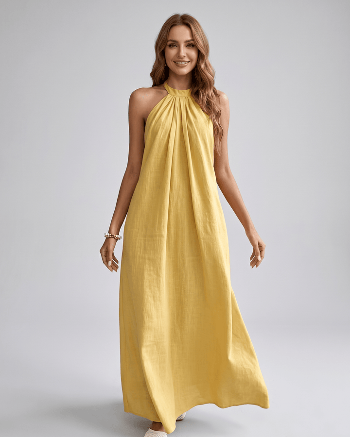 Vestido maxi halter para mujer, elegancia casual ideal para verano.